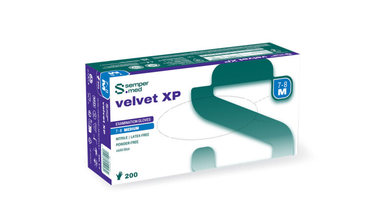 RĘKAWICE NITRYLOWE BEZPUDROWE VELVET XP SEMPERMED 200SZT.