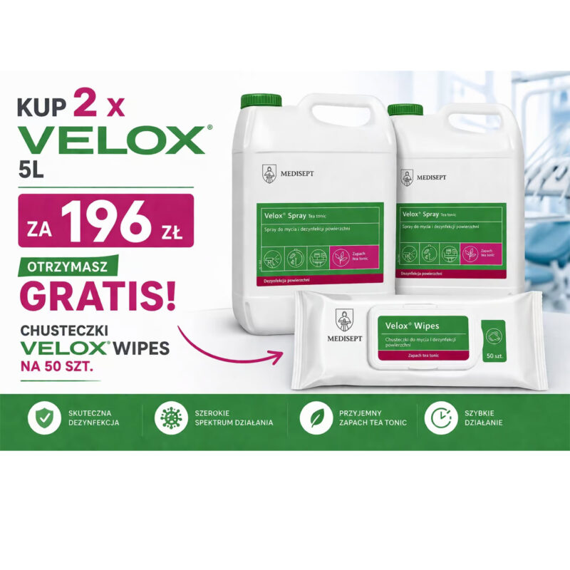 PROMOCJA: KUP 2 x VELOX SPRAY 5l  + CHUSTECZKI MEDISEPT 50 szt. GRATIS!!!