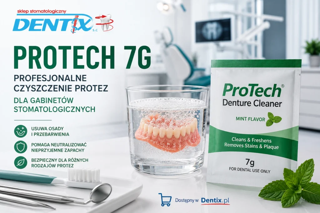 ProTech 7g proszek do czyszczenia protez zębowych w saszetce dostępny w sklepie stomatologicznym Dentix.pl